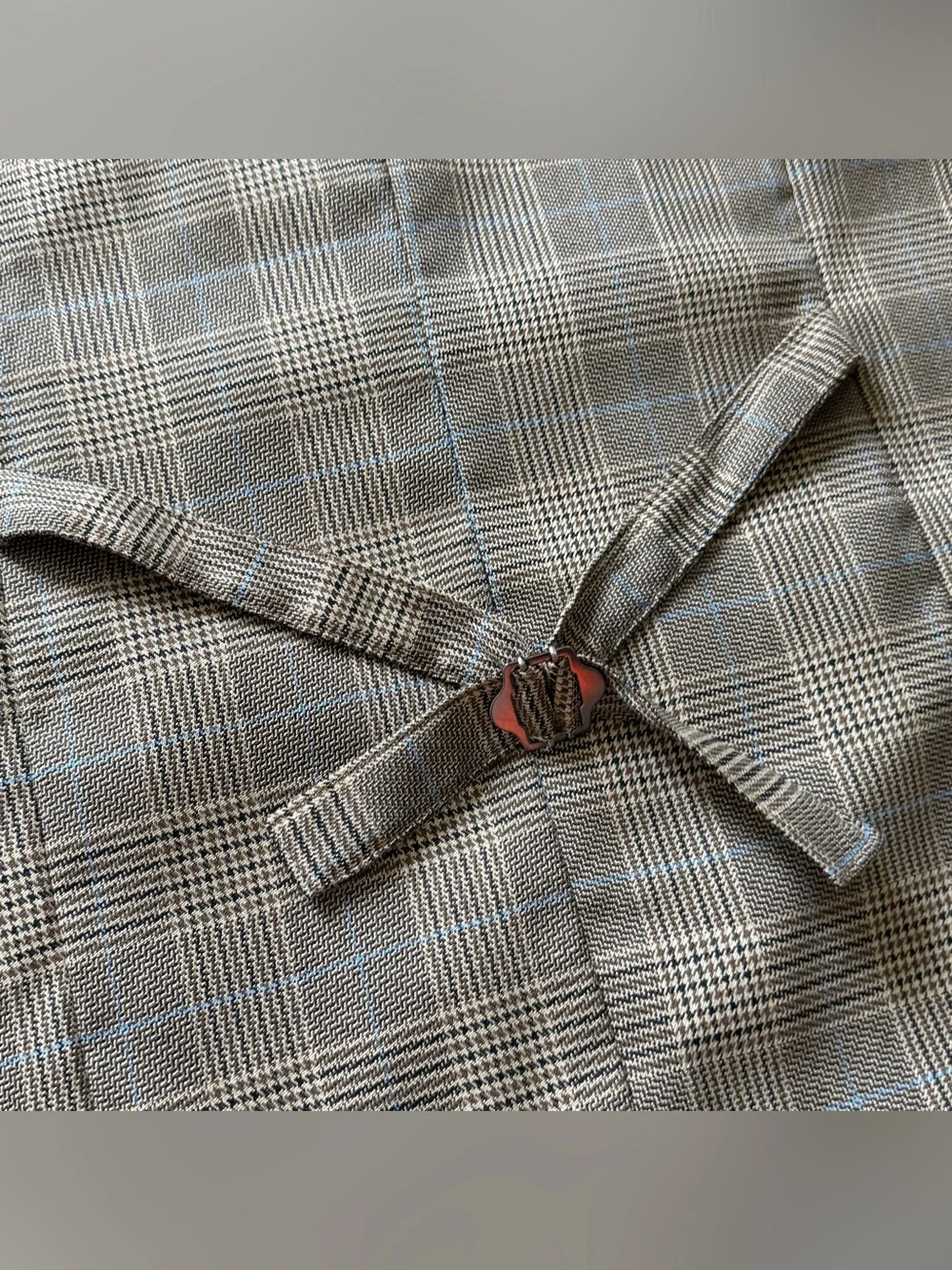 Double-Breasted Brown Plaid Suit Vest Men’s XL